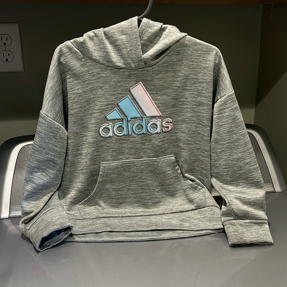 4t good pre owned adidas grey hooded sweatshirt